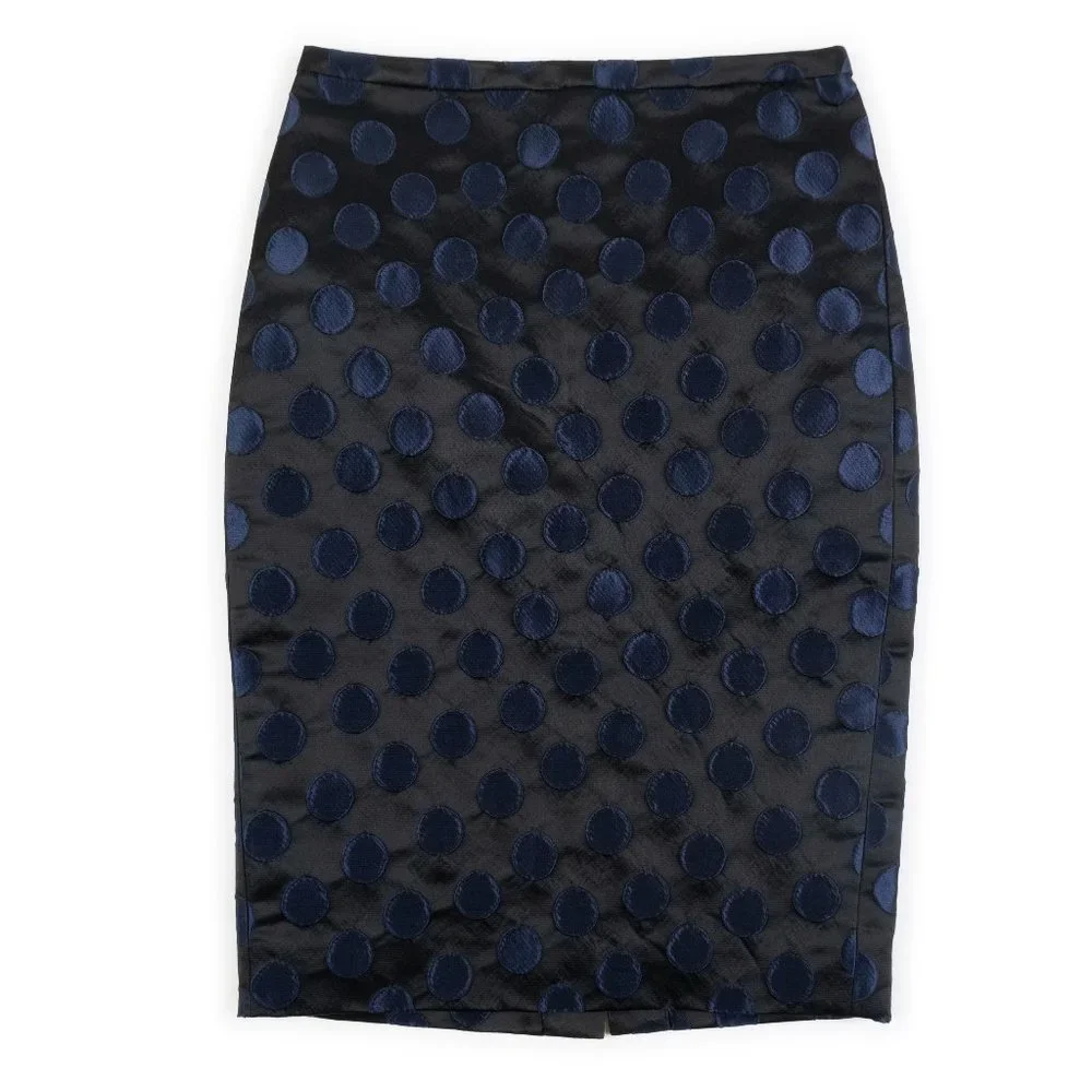 J. CREW black pencil skirt with navy polka dots style: 26536 size 0